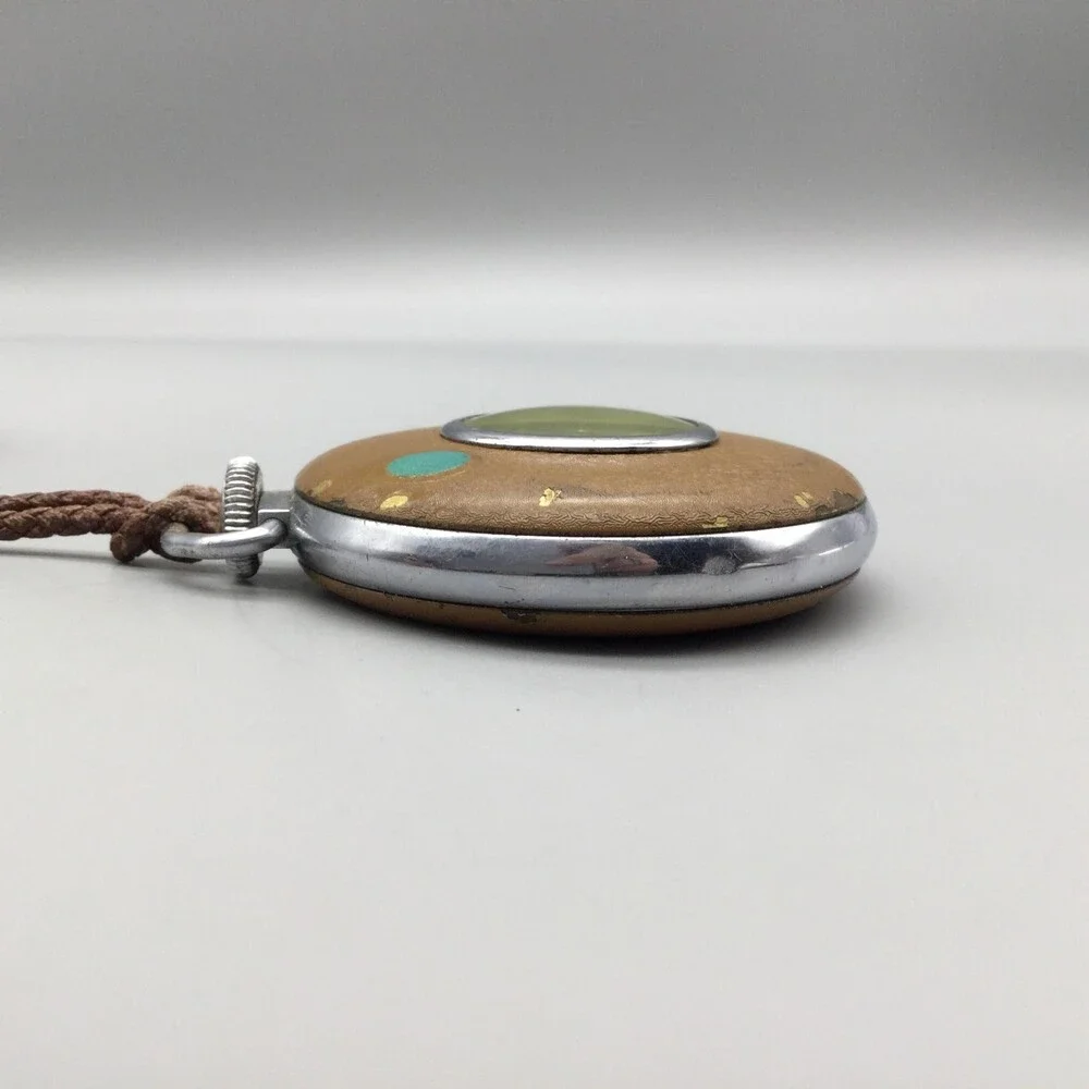 Vintage Ingraham The E Pocket Watch Leather 50mm Monogram AWB Manual Wind
